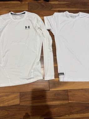 Under Armour White Performance Shirt Duo - Long & Short Sleeve